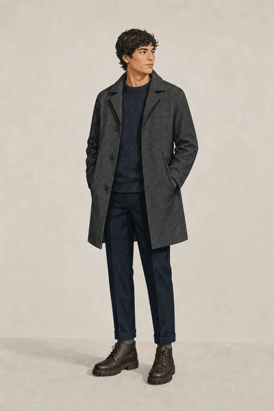 Level 2 coat and warm knit outfit